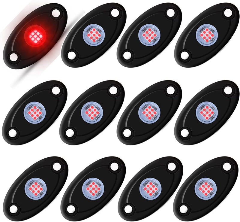 LY8 12 Pods Red LED Rock Lights Neon Underglow Light for Car Truck ATV SUV Under Body Glow Light Trail Fender Lighting - Image 1